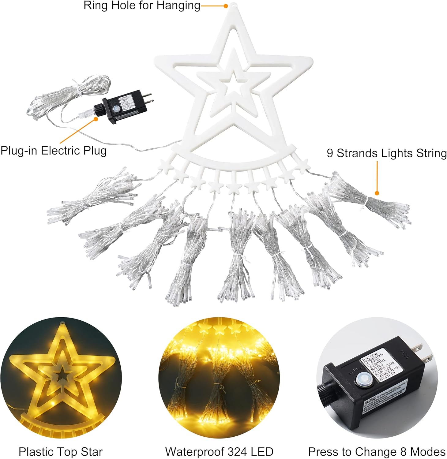 LUZ DE CASCADA NAVIDEÑA 317 LEDs