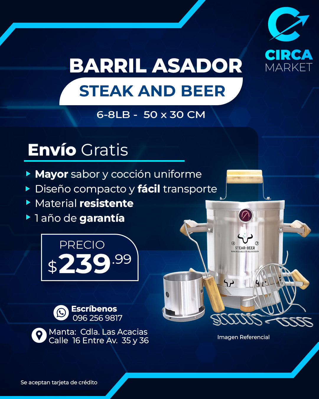 Barril Mini Asador de Acero Inoxidable